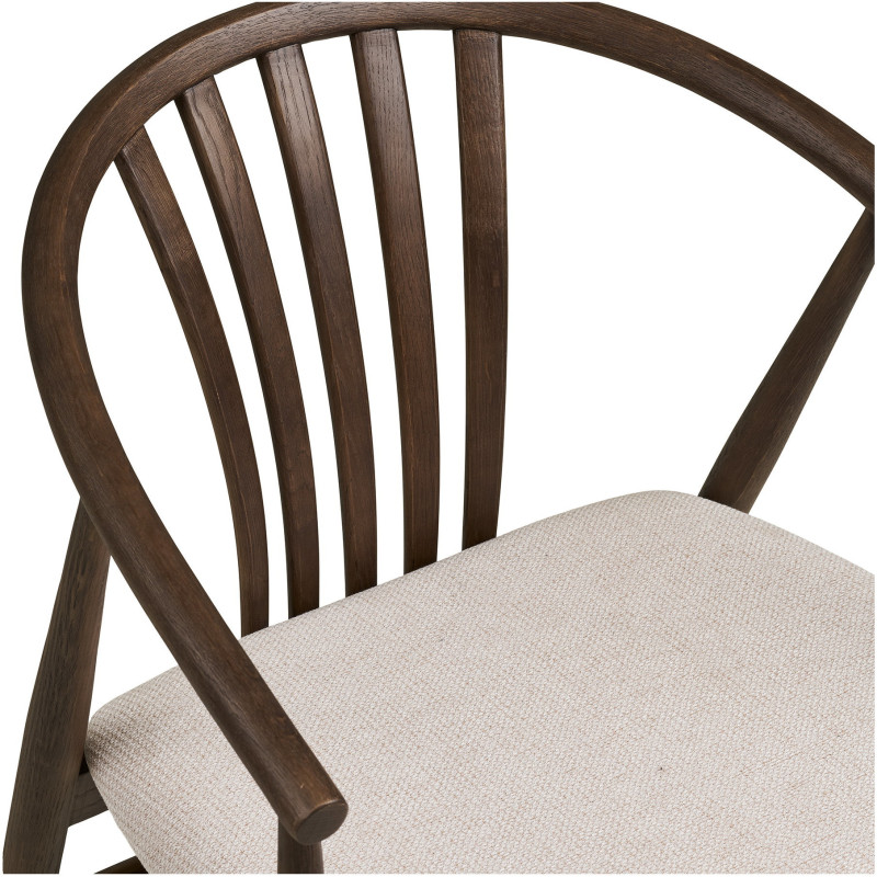 Chaise salle à manger chêne fumé assise tissu beige H46 cm Agustin 