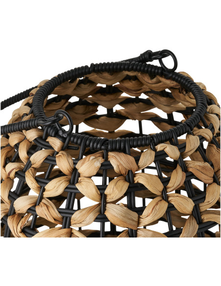 Pinto Lantern - Lantern, PE/water hyacinth, glass, natural/black 