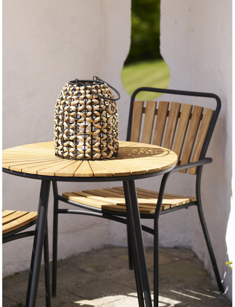 Pinto Lantern - Lantern, PE/water hyacinth, glass, natural/black 