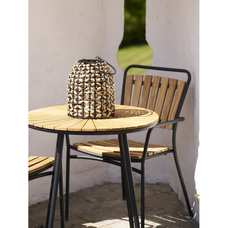 Pinto Lantern - Lantern, PE/water hyacinth, glass, natural/black 