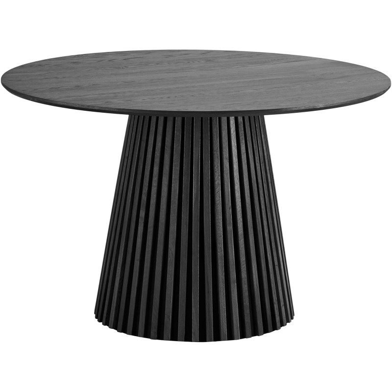 Table à manger ronde Ø120 cm noir finition chêne Osaka 