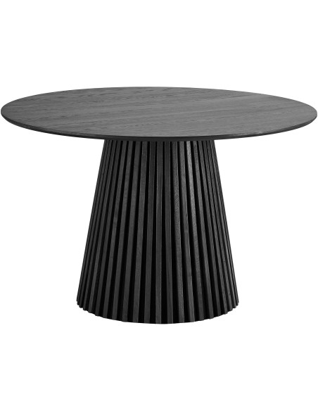 Table à manger ronde Ø120 cm noir finition chêne Osaka 