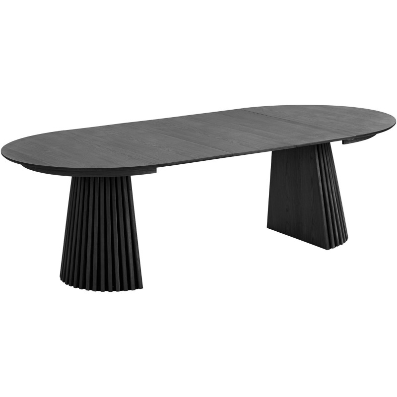 Table à manger extensible 6 à 10 personnes L120-240 cm noir finition chêne Osaka 