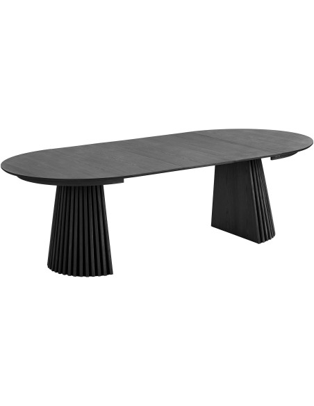 Table à manger extensible 6 à 10 personnes L120-240 cm noir finition chêne Osaka 