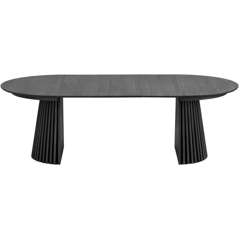Table à manger extensible 6 à 10 personnes L120-240 cm noir finition chêne Osaka 