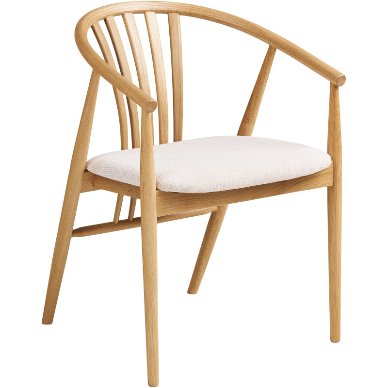 Chaise salle à manger chêne naturel assise tissu beige H46 cm Agustin 