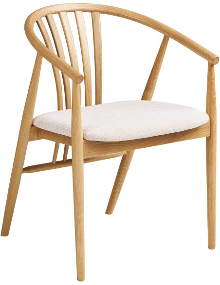 Chaise salle à manger chêne naturel assise tissu beige H46 cm Agustin 