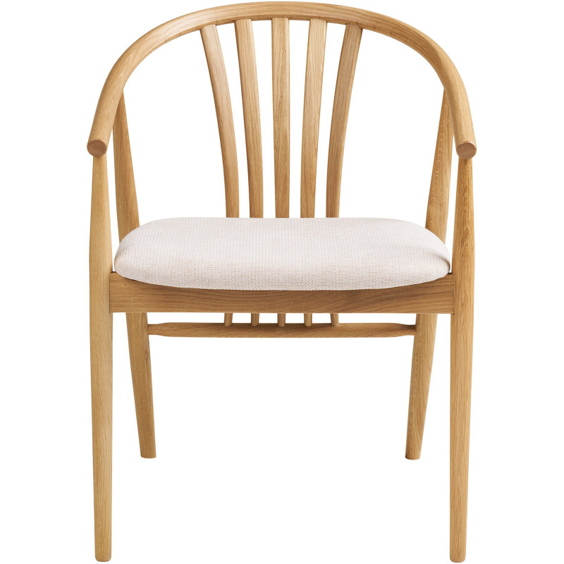Chaise salle à manger chêne naturel assise tissu beige H46 cm Agustin 