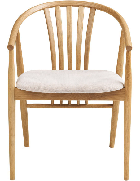 Chaise salle à manger chêne naturel assise tissu beige H46 cm Agustin 
