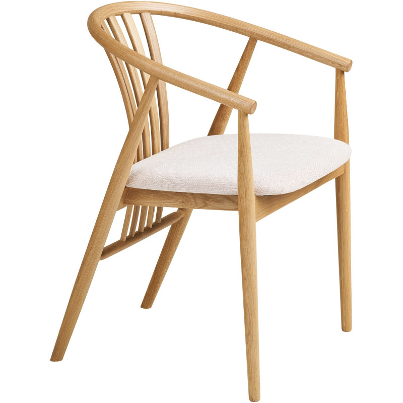 Chaise salle à manger chêne naturel assise tissu beige H46 cm Agustin 