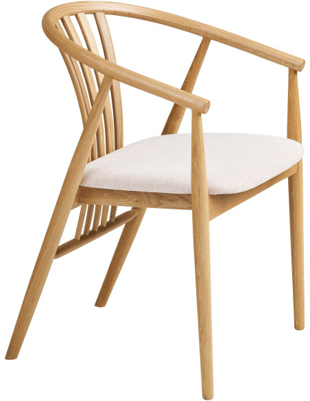 Chaise salle à manger chêne naturel assise tissu beige H46 cm Agustin 