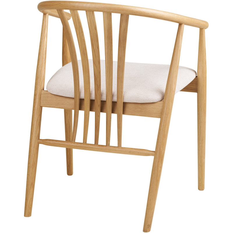 Chaise salle à manger chêne naturel assise tissu beige H46 cm Agustin 