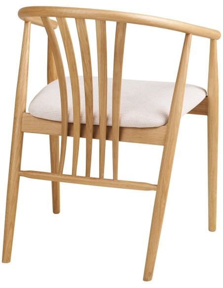 Chaise salle à manger chêne naturel assise tissu beige H46 cm Agustin 