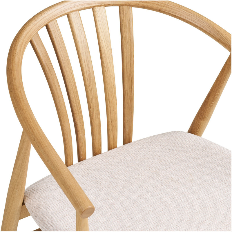 Chaise salle à manger chêne naturel assise tissu beige H46 cm Agustin 