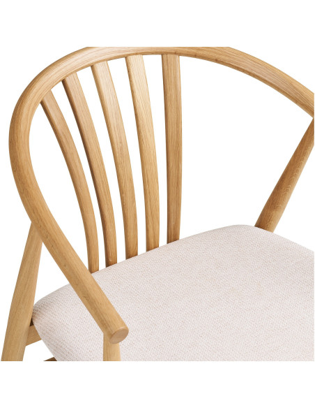 Chaise salle à manger chêne naturel assise tissu beige H46 cm Agustin 
