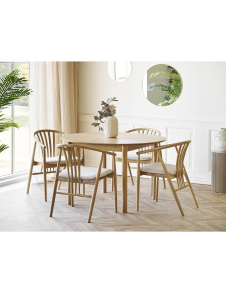 Chaise salle à manger chêne naturel assise tissu beige H46 cm Agustin 