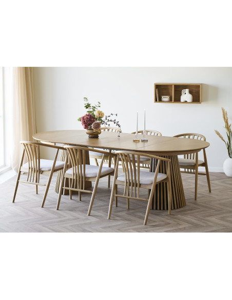 Chaise salle à manger chêne naturel assise tissu beige H46 cm Agustin 