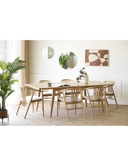 Chaise salle à manger chêne naturel assise tissu beige H46 cm Agustin 