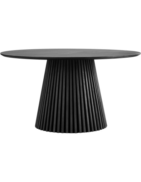 Table à manger ronde Ø140 cm noir finition chêne Osaka 
