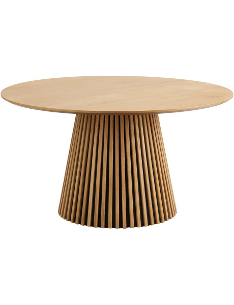 Table à manger ronde 6 personnes Ø140 cm chêne naturel Osaka 