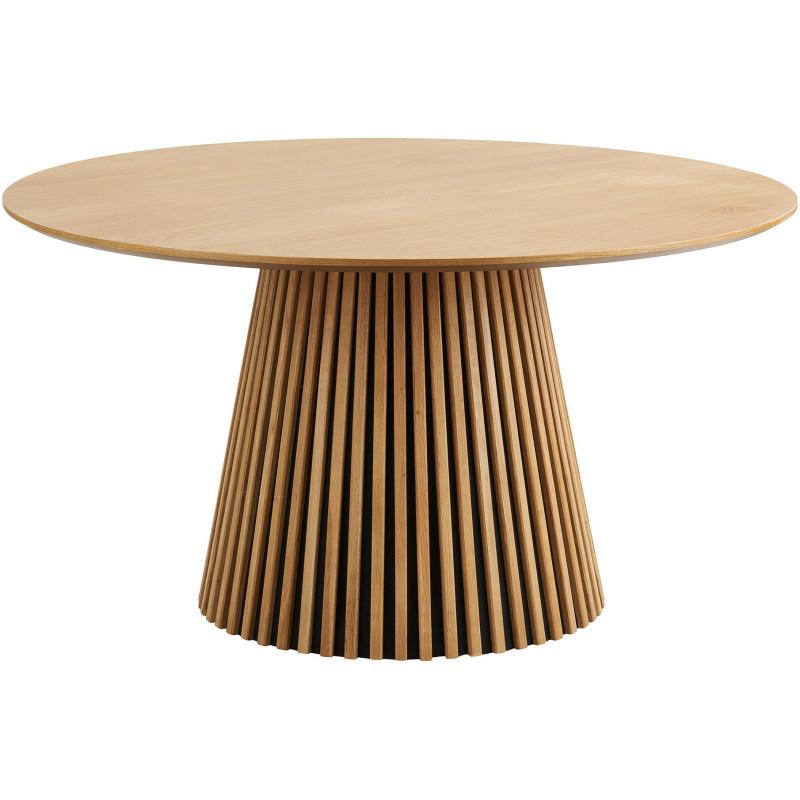 Table à manger ronde 6 personnes Ø140 cm chêne naturel Osaka 