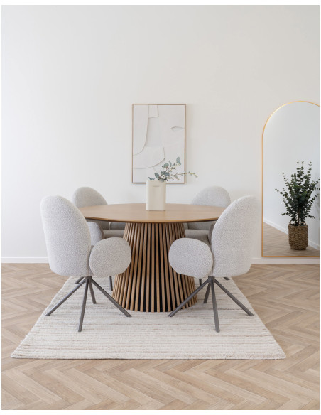 Table à manger ronde 6 personnes Ø140 cm chêne naturel Osaka 