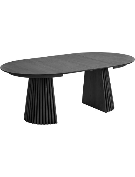 Table à manger extensible 6 à 8 personnes L120-200 cm noir finition chêne Osaka 