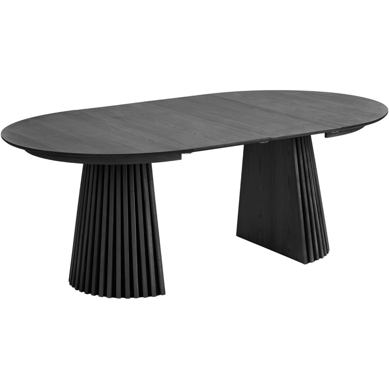 Table à manger extensible 6 à 8 personnes L120-200 cm noir finition chêne Osaka 