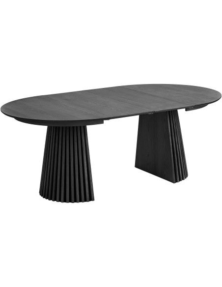 Table à manger extensible 6 à 8 personnes L120-200 cm noir finition chêne Osaka 