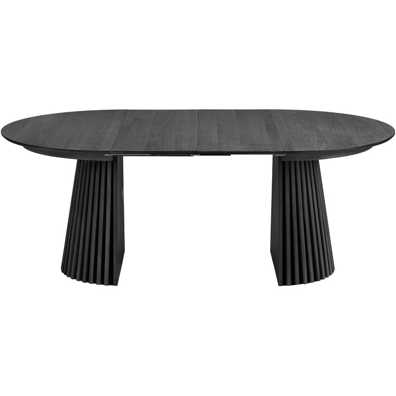 Table à manger extensible 6 à 8 personnes L120-200 cm noir finition chêne Osaka 
