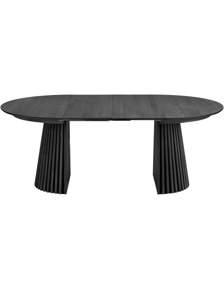 Table à manger extensible 6 à 8 personnes L120-200 cm noir finition chêne Osaka 