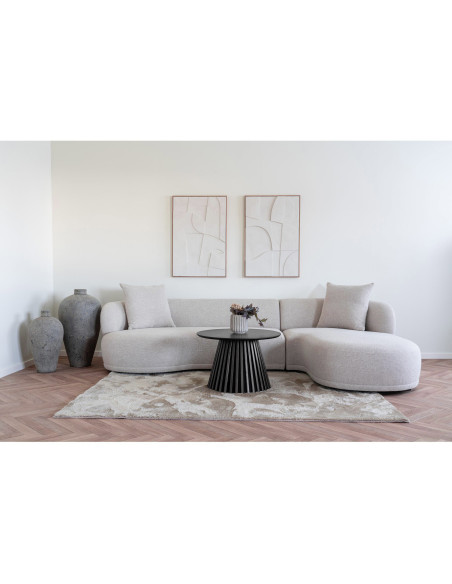 Table basse ronde Ø70 cm noir finition chêne Osaka 