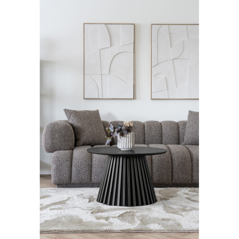 Table basse ronde Ø70 cm noir finition chêne Osaka 