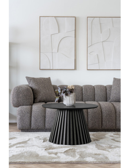 Table basse ronde Ø70 cm noir finition chêne Osaka 