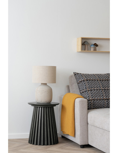 Table d’appoint Ø40 x H50 cm noir placage chêne Osaka 