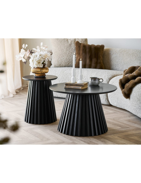 Table d’appoint Ø40 x H50 cm noir placage chêne Osaka 