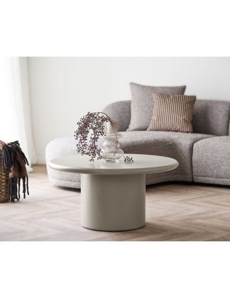 Table basse Ø80 cm MDF beige sable mat H40 cm Nagano 