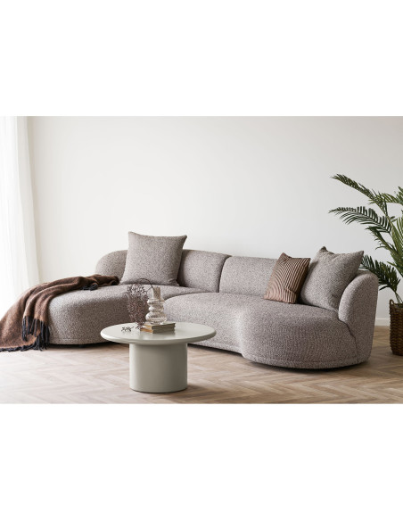 Table basse Ø80 cm MDF beige sable mat H40 cm Nagano 