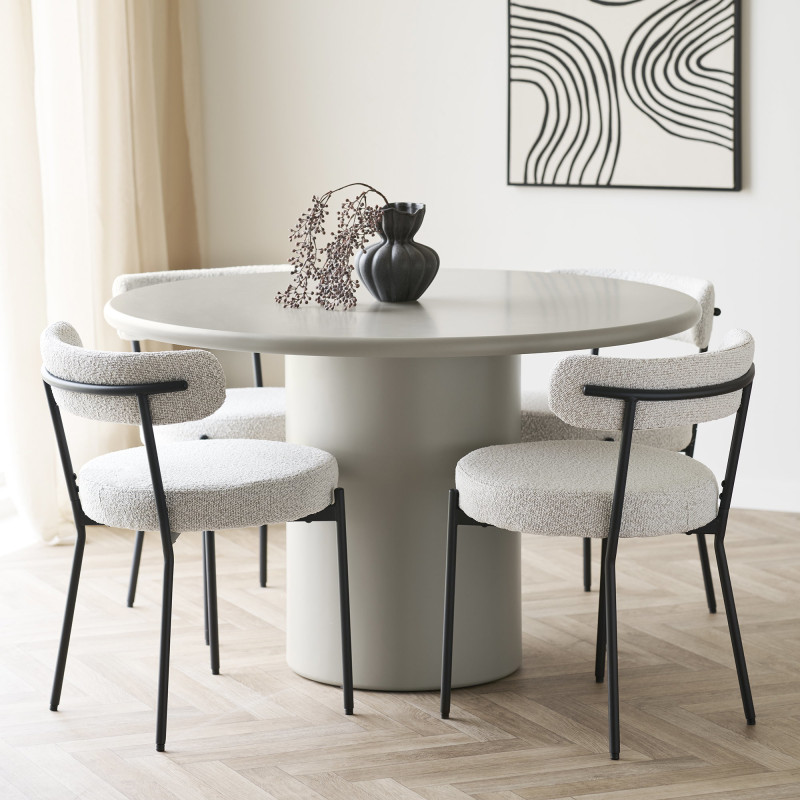 Table à manger 4 personnes Ø120 cm MDF beige sable Nagano 