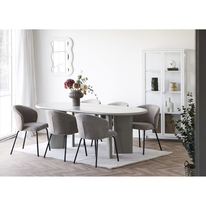 Table à manger 6 à 8 personnes L220 cm MDF beige sable Nagano 
