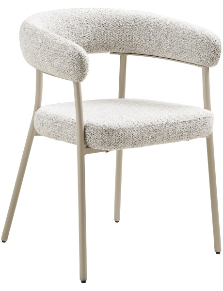 Fauteuil de table bouclette Tissu Sable Bouclé Métal Gris Trivio (Lot de 2) House Nordic - 1