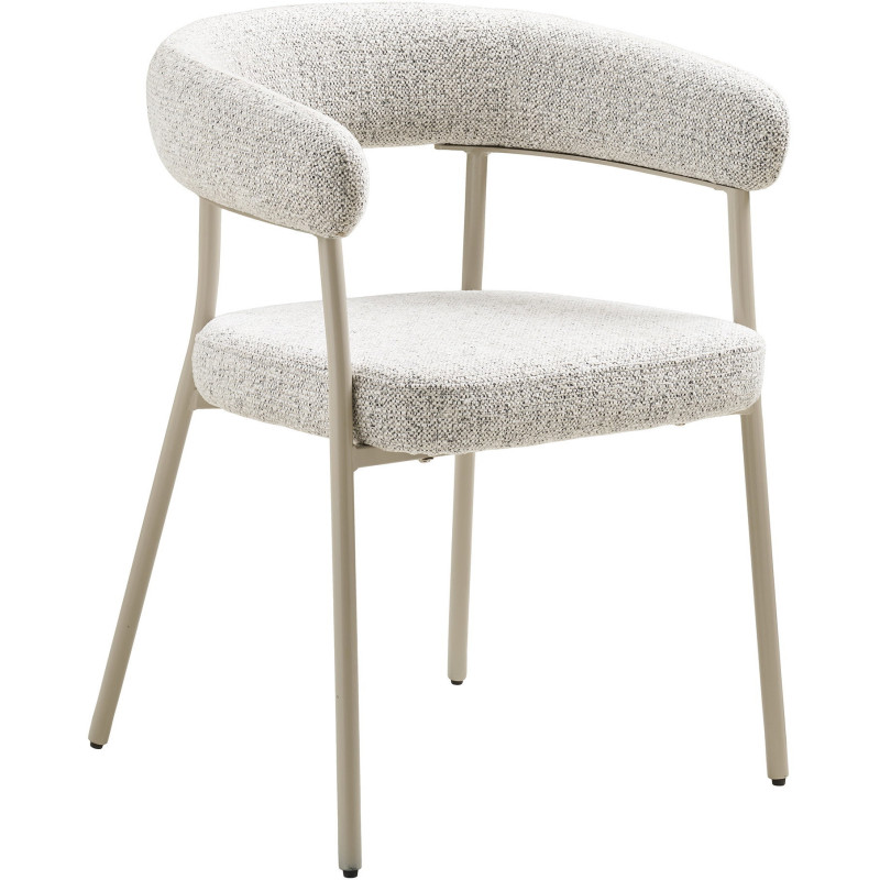 Fauteuil de table bouclette Tissu Sable Bouclé Métal Gris Trivio (Lot de 2) House Nordic - 1