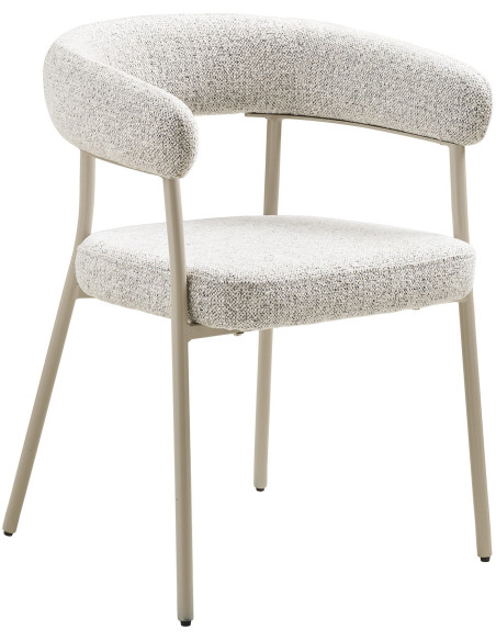 Fauteuil de table bouclette Tissu Sable Bouclé Métal Gris Trivio (Lot de 2) House Nordic - 1