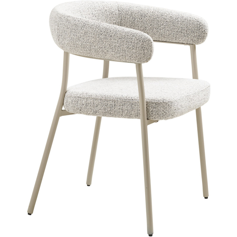 Fauteuil de table bouclette Tissu Sable Bouclé Métal Gris Trivio (Lot de 2) House Nordic - 3
