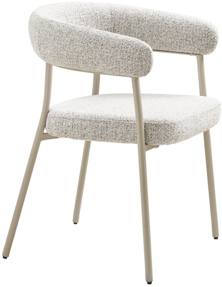 Fauteuil de table bouclette Tissu Sable Bouclé Métal Gris Trivio (Lot de 2) House Nordic - 3