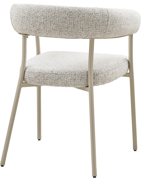 Fauteuil de table bouclette Tissu Sable Bouclé Métal Gris Trivio (Lot de 2) House Nordic - 4