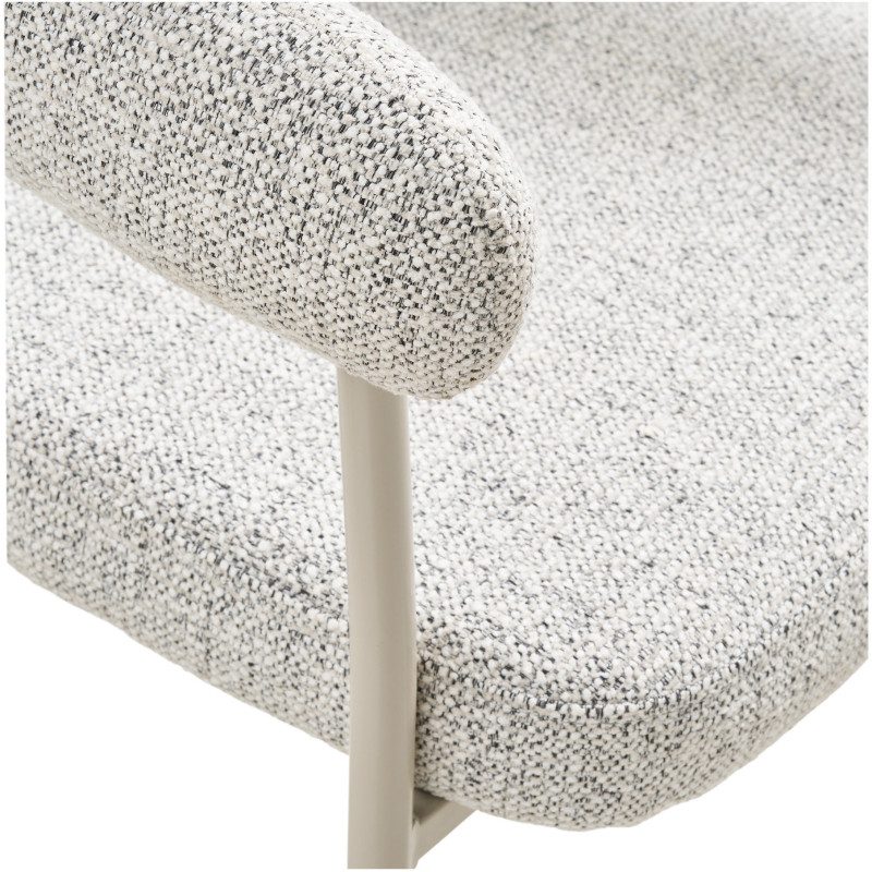 Fauteuil de table bouclette Tissu Sable Bouclé Métal Gris Trivio (Lot de 2) House Nordic - 5