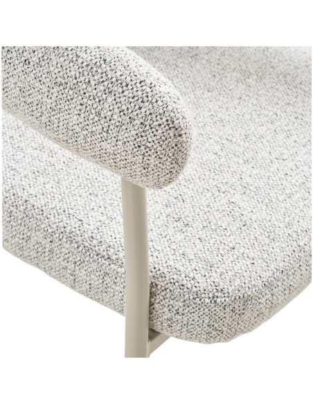 Fauteuil de table bouclette Tissu Sable Bouclé Métal Gris Trivio (Lot de 2) House Nordic - 5