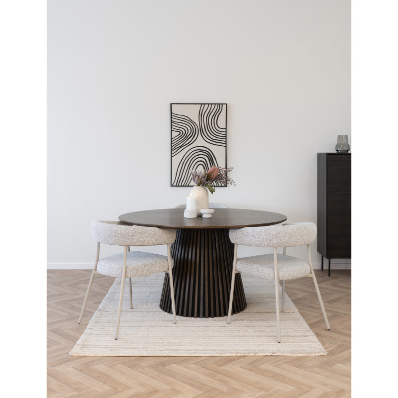Fauteuil de table bouclette Tissu Sable Bouclé Métal Gris Trivio (Lot de 2) House Nordic - 9