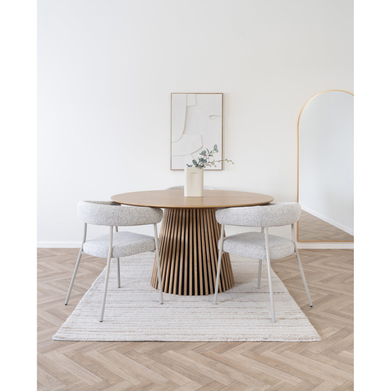 Fauteuil de table bouclette Tissu Sable Bouclé Métal Gris Trivio (Lot de 2) House Nordic - 10